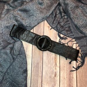 Leather and Black Rhinestone Vintage Belt